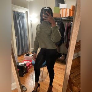 H&M olive green knitted turtleneck sweater